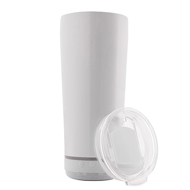 

New Design White Sublimation Speaker Tumbler 18oz Music Cup Stainless Steel Wireless Wine Tumbler USB Charging for Gift Cup
