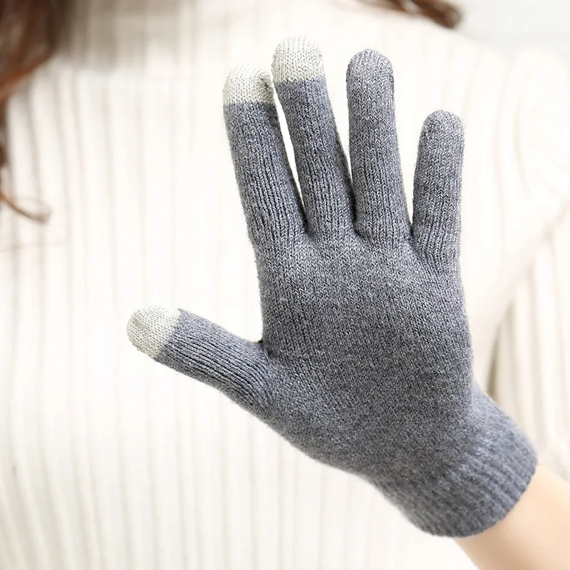 
Black Touch Screen Cashmere Gloves Knitting Design for Winter 