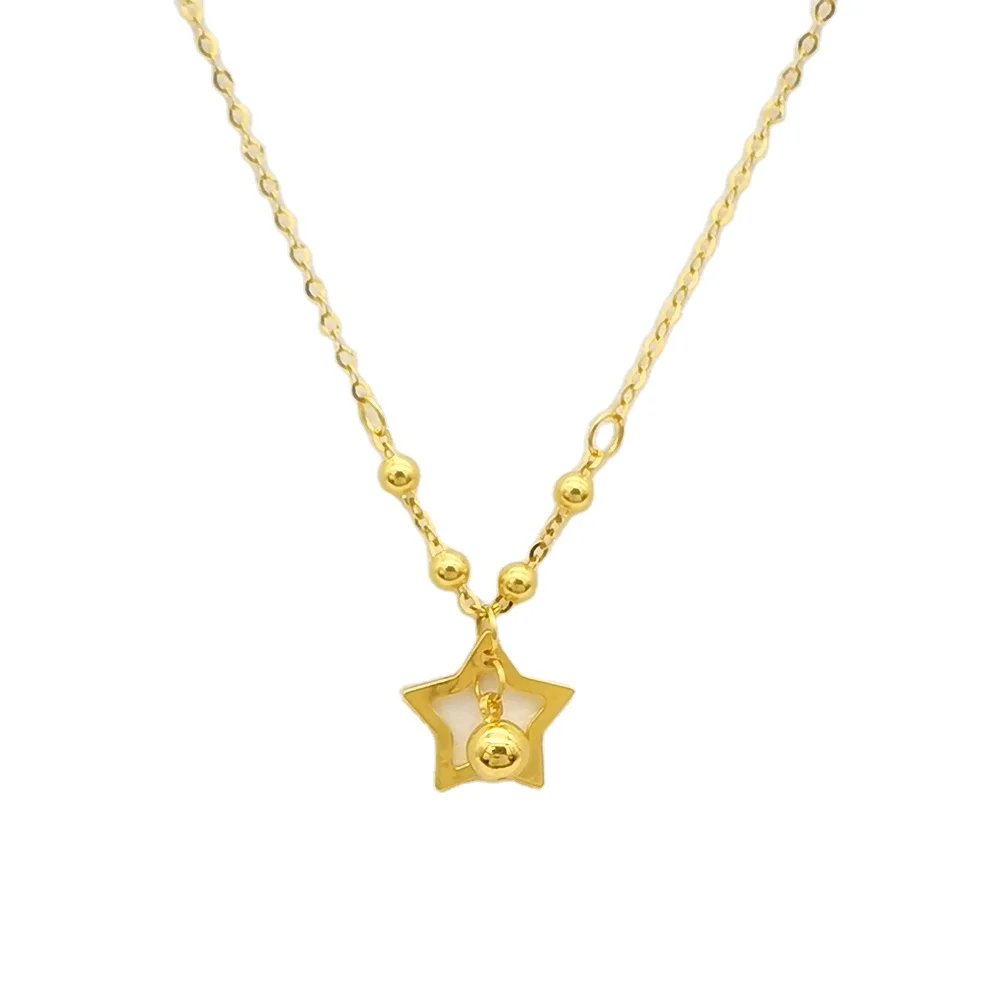 

New Arrival 18K Solid Gold Lucky Star Necklace, Fashion Star Charm Pendant Real 18K Yellow Gold Star Necklace Jewelry