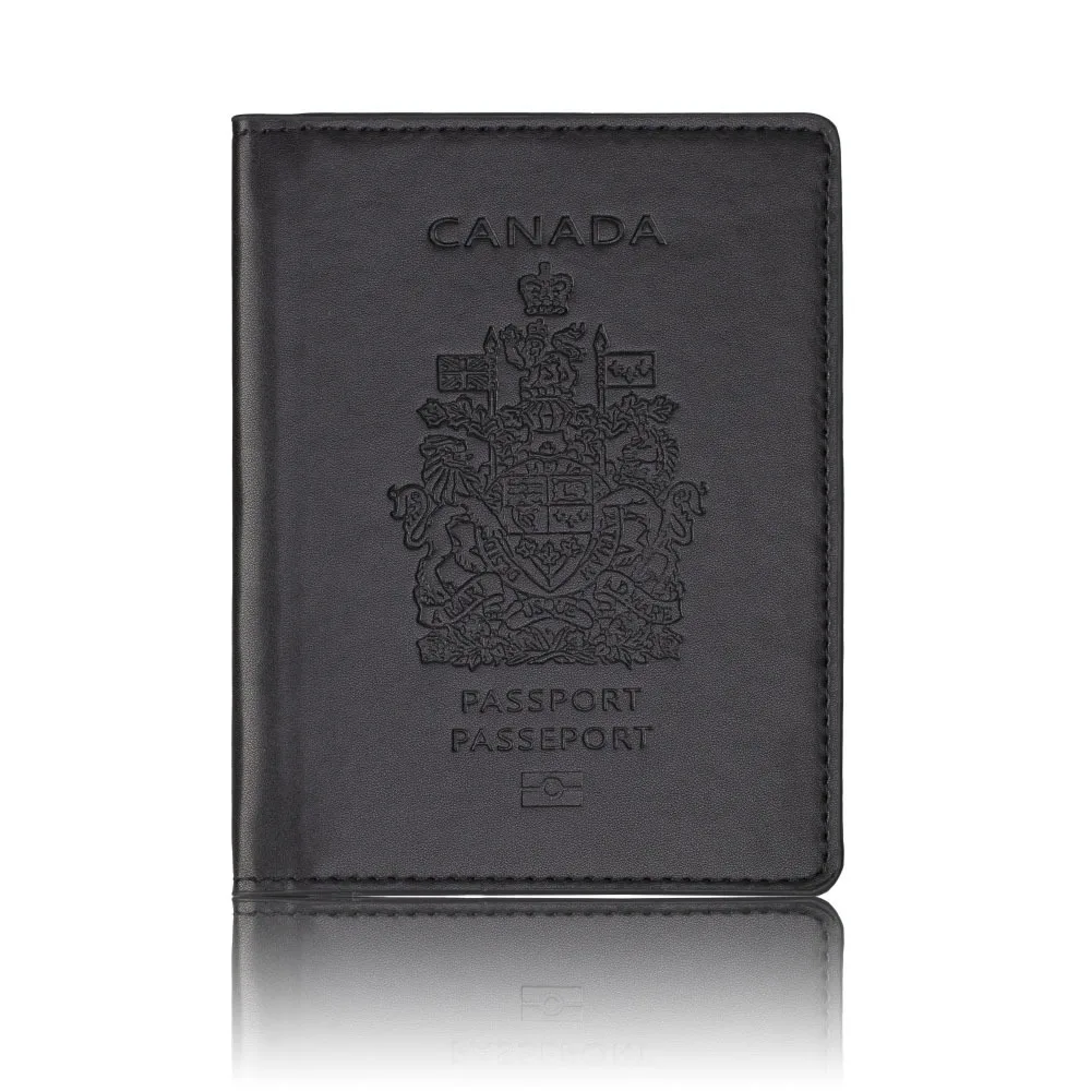 

2021 Customize logo Canada card holder pu leather passport holder cover with record card protector to Canada