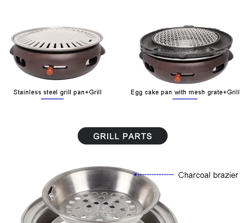 Indoor Korean Charcoal Tabletop Cast Iron Bbq Grills Charcoal Stove For