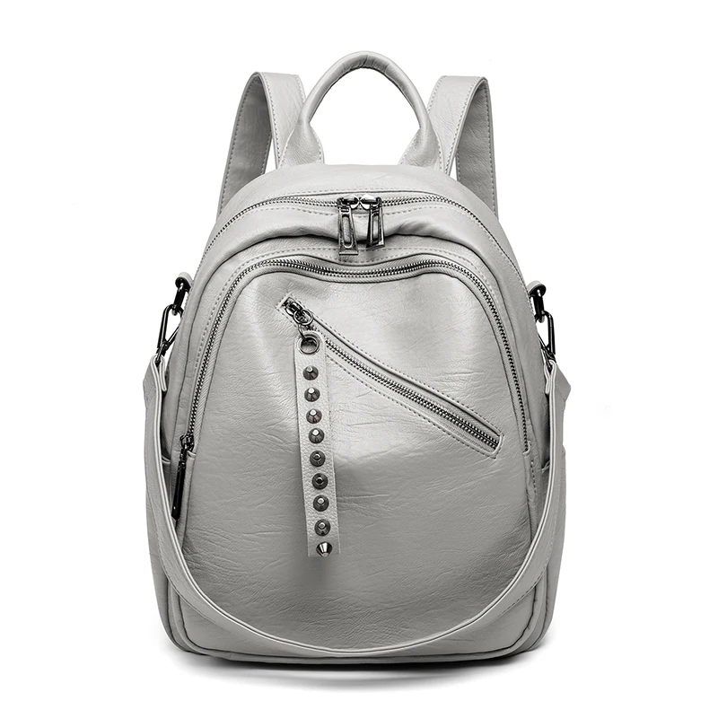 

Fashion Female Multifunction Elegant Soft Purse Trendy PU leather Women Backpack