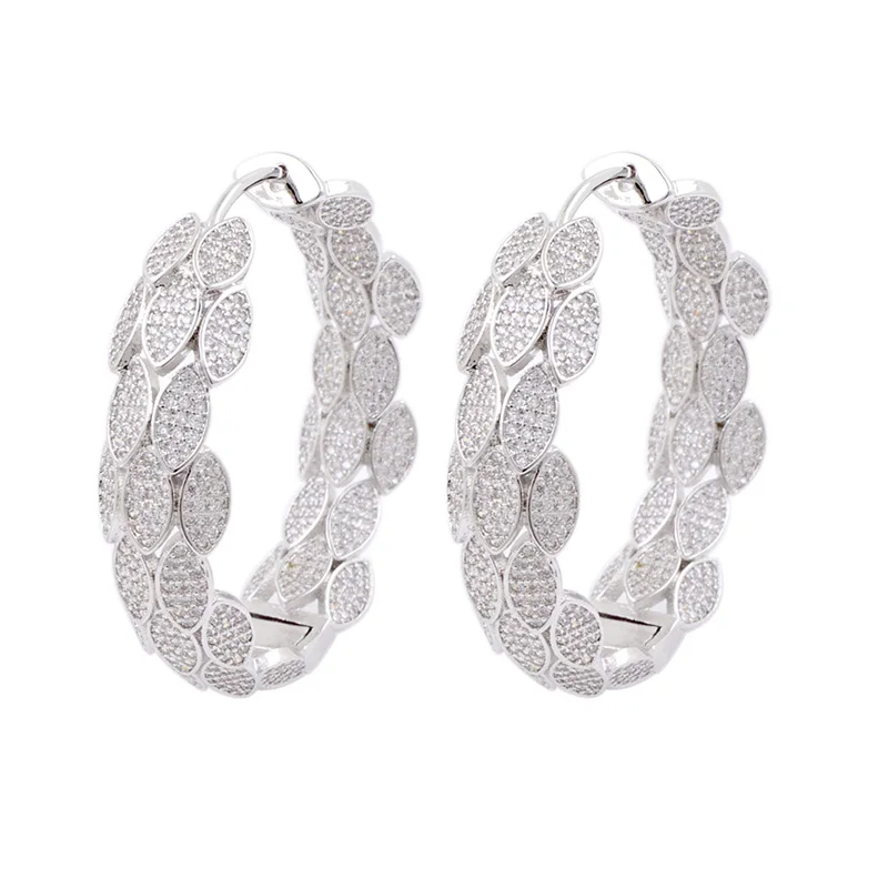 

ER0010-11-38 Hot Sale New Fashion Earring Mosaic CZ Stone Hoop Earrings, Picture