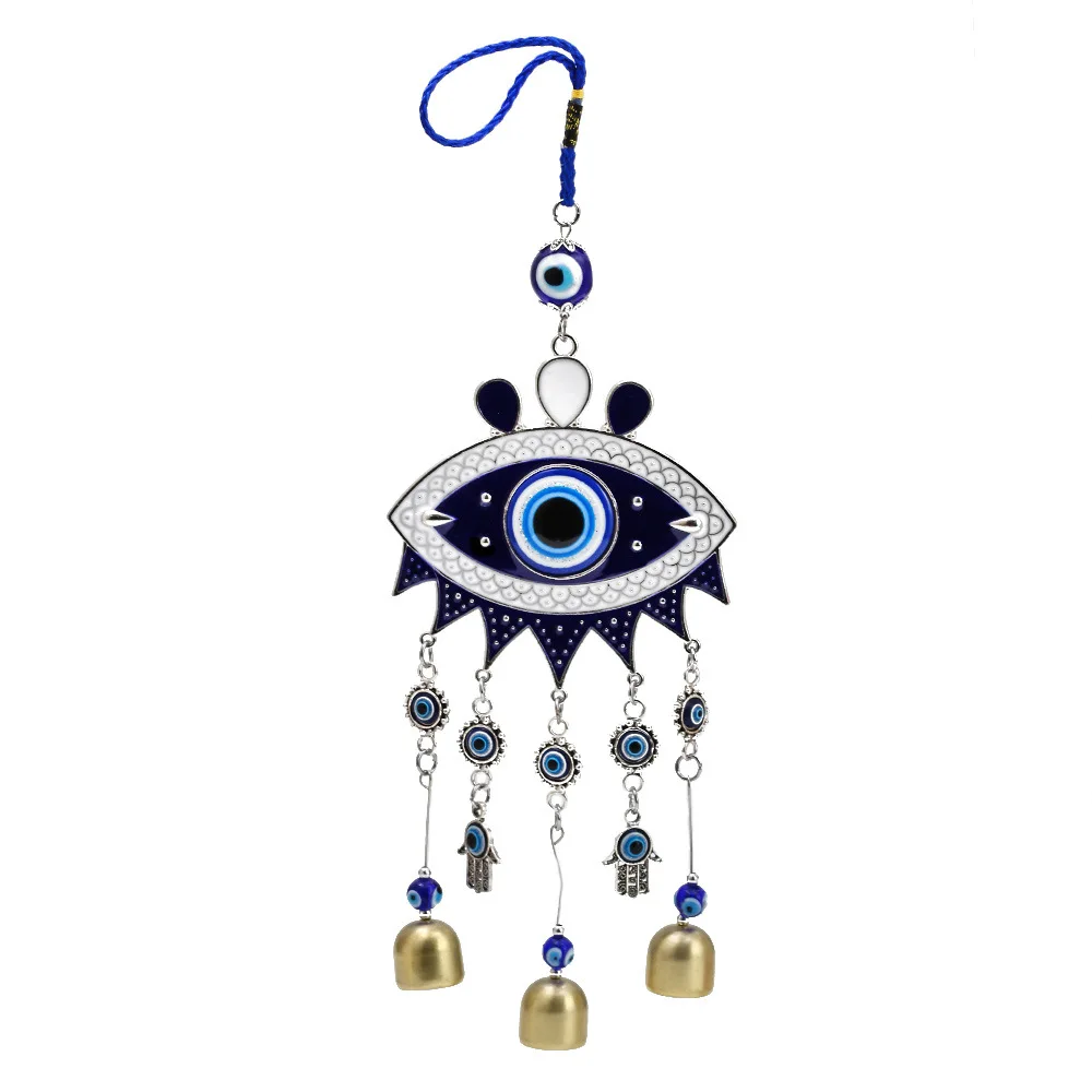 

Risingmoon Blue Eye Key Chain Retro Car Pendant Decoration Devil Eye Lucky Wind Bells Wall Hanging