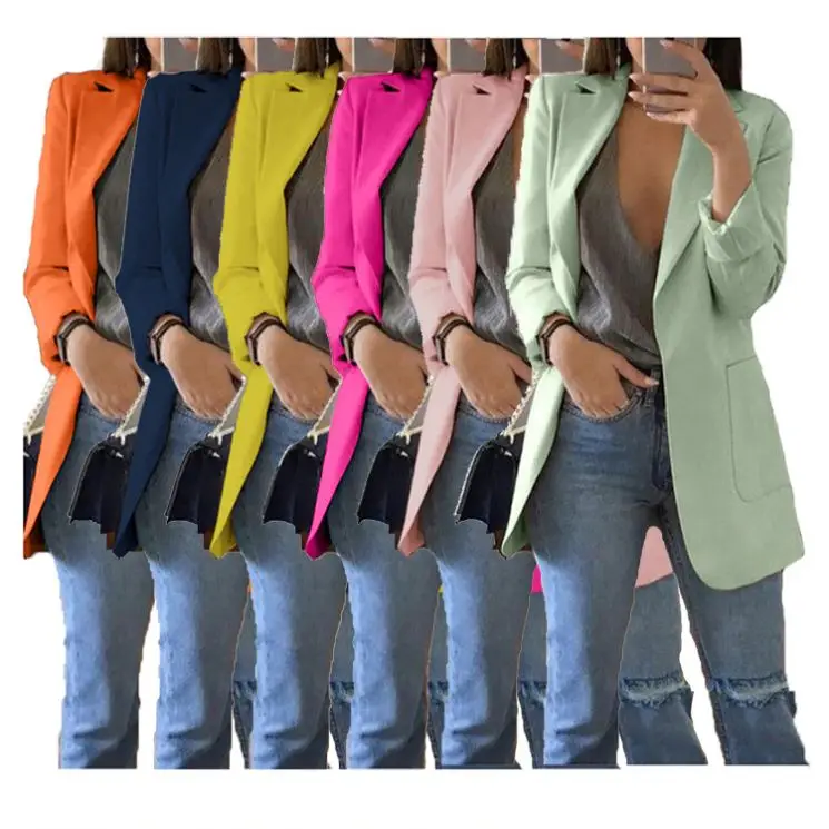 YHC5530 hot sale solid colors turn-down collar elegant slim latest design 2020 women fashion clothing Blazer