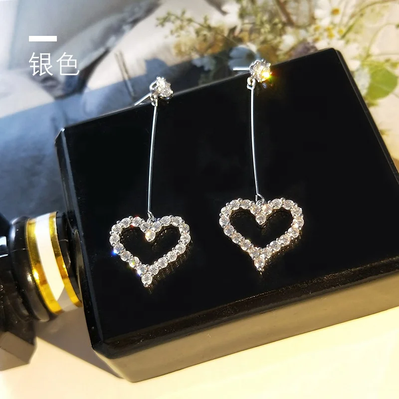 

High Quality Dangle Earrings For Ladies Fashion Heart Long Earrings Jewelry Women New Year Gift