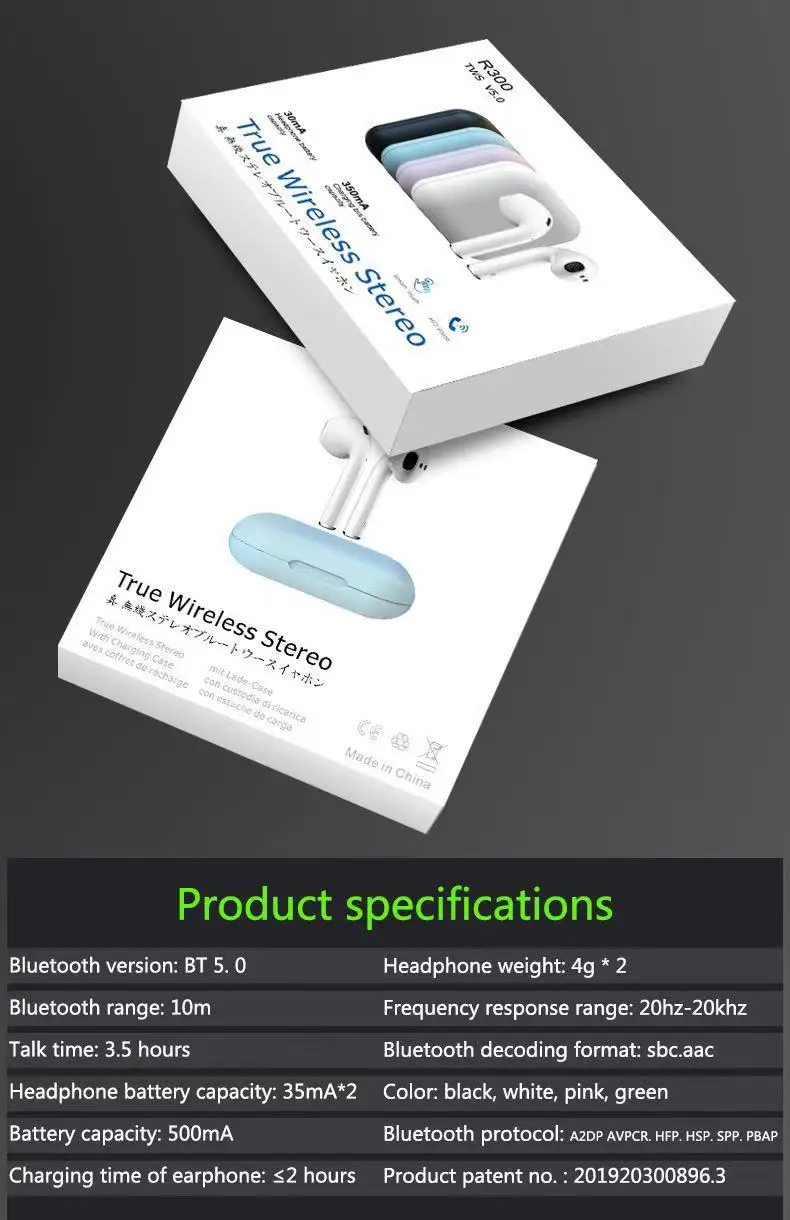 R300 V5.0 TWS Ture Wireless Earbuds In Ear Earphones Touch Control Stereo Headphones High Quality Experience - ANKUX.COM