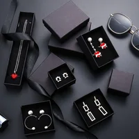 

Wholesale cheap custom logo black kraft paper jewelry packaging box for gift mala waist beads earring ring necklace bracelet