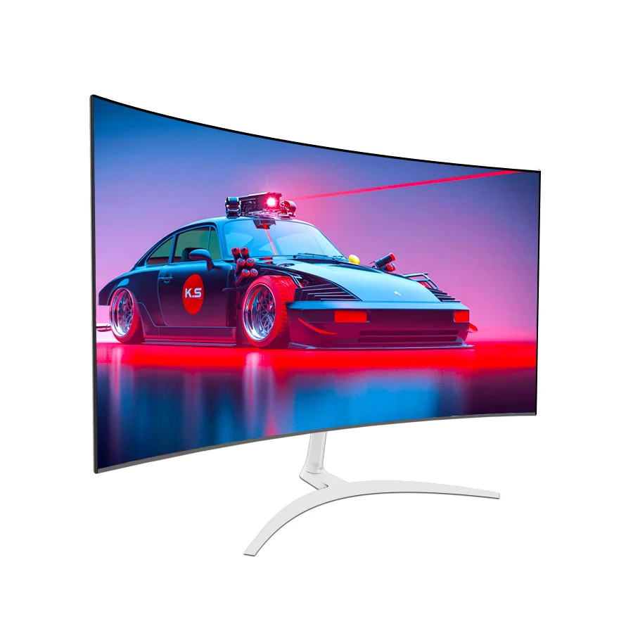

big curved screen monitor pc led smart monitor desktop cpu office monitor, White
