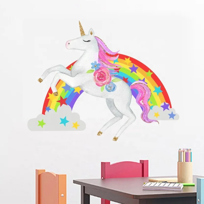 Autocollant Mural Licorne Arc En Ciel En Pvc Nouveau Autocollant De Decoration Chambre D Enfants Pour Filles Offre Speciale Amazon Buy Stickers Muraux Decor A La Maison Autocollants Muraux De Chambre De Fille Decoration De Chambre D Enfants Product