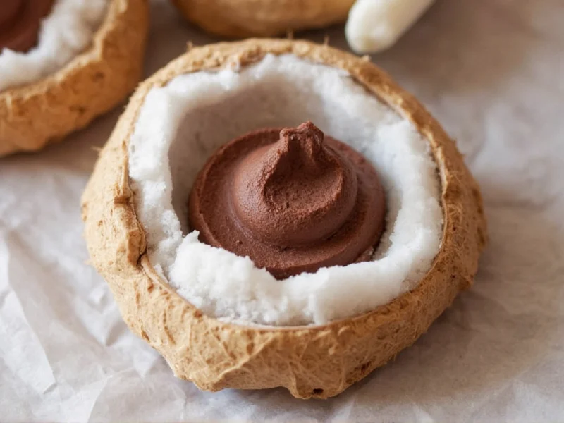 Dairy-free chocolate mousse in coconut shell