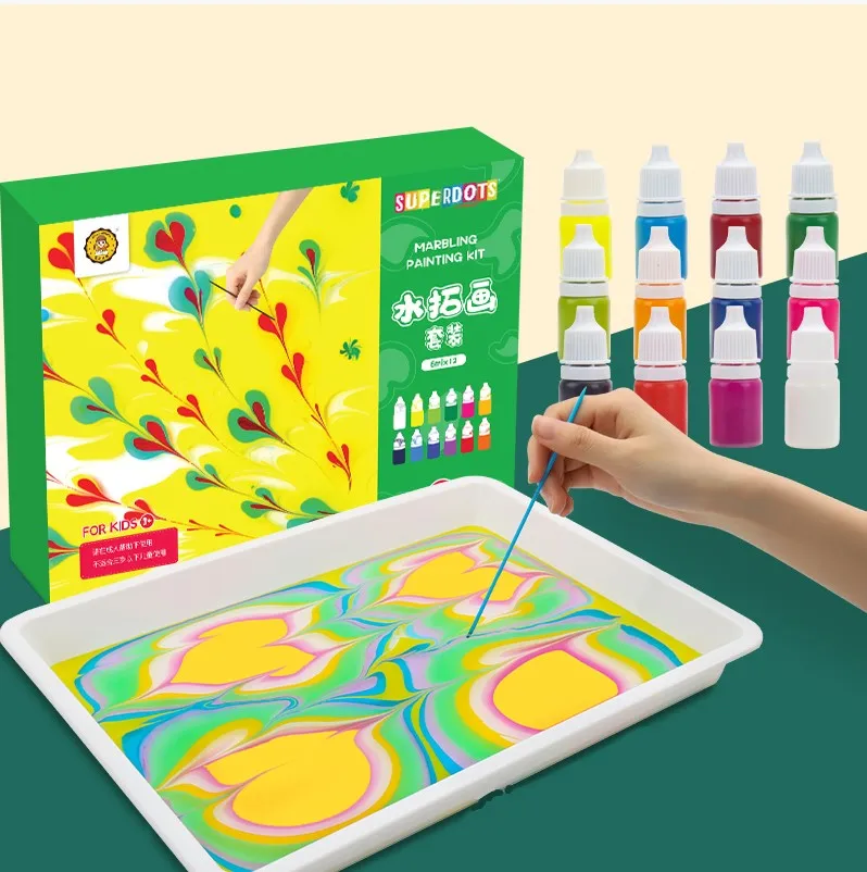 

Kids Diy Paint Set Arts And Crafts Water On Paper Marbling Paint Art Kit Stationery Water-Based Water Floating Painting Kit
