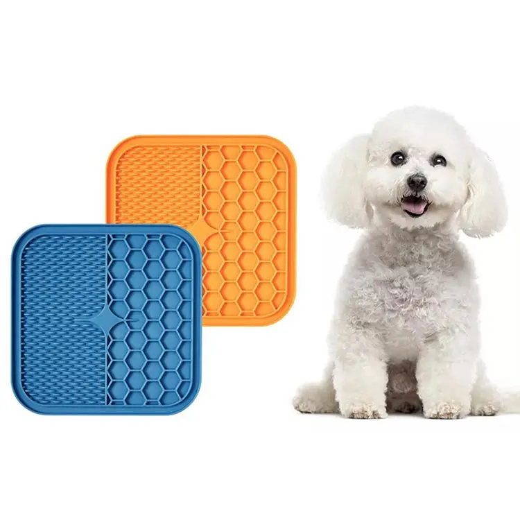 

Silicone Square Pet Dog Bath Licking Feeder Mat Pet licking Training Silicone Pad for Grooming Pet, Customized color