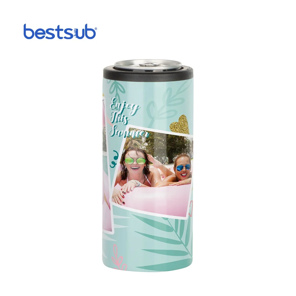 

Bestsub Wholesale Custom Logo 12oz/350ml Sublimation Tumbler Insulated Stainless Steel Skinny Can Cooler, White