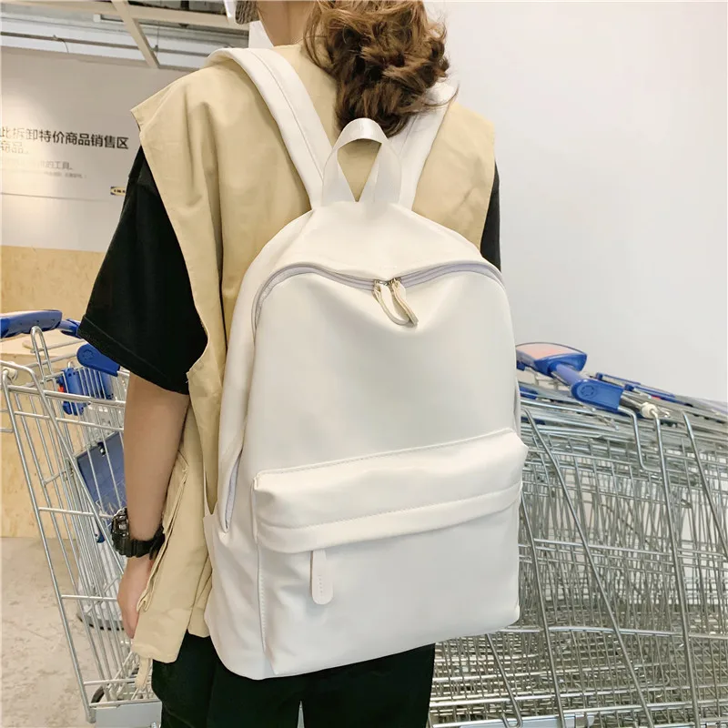

Waterproof PU Function Student Backpack Large Capacity Men Leather Backpack Bag with Laptop Compartment, Black,orange,white or customized color