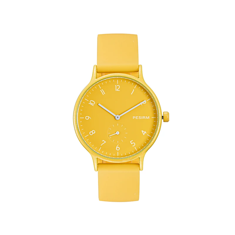 

Hot Selling Sport 3ATM Water Resistant Silicone Strap yellow Rubber Women Clock Watch, Customized colors