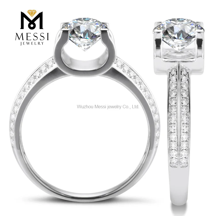 Messi Jewelry 1 Carat VVS DEF white diamond 14k 18k  gold engagement wedding CVD synthetic moissanite diamond ring for women