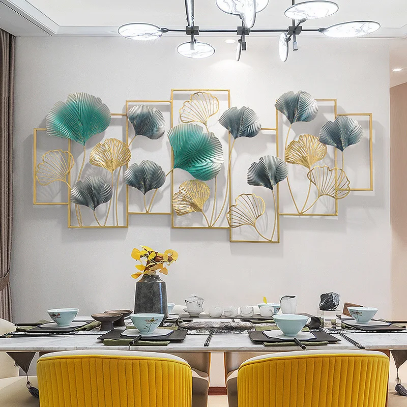 

Light luxury hardware ginkgo leaf wall art for home decoration, Golden