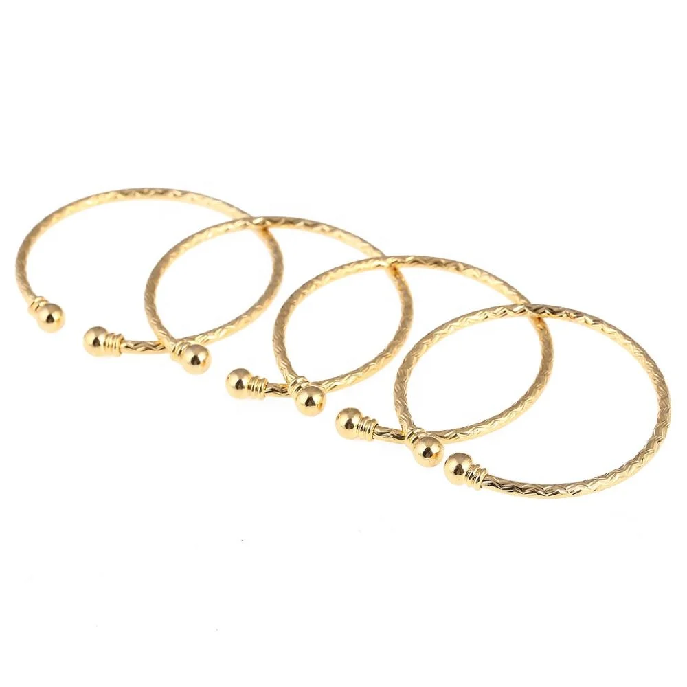 

4pcs Trendy India African Baby Bangle Jewelry for Girls Gold Color Ethiopian Kids Bangles Jewelry