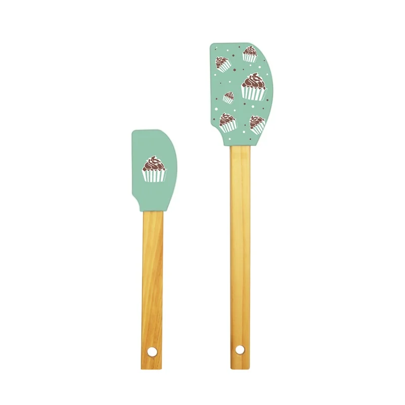 

Baking Turner Utensils Tools With Wood Handles Good-looking Printing Silicone Spatula Set, Gray