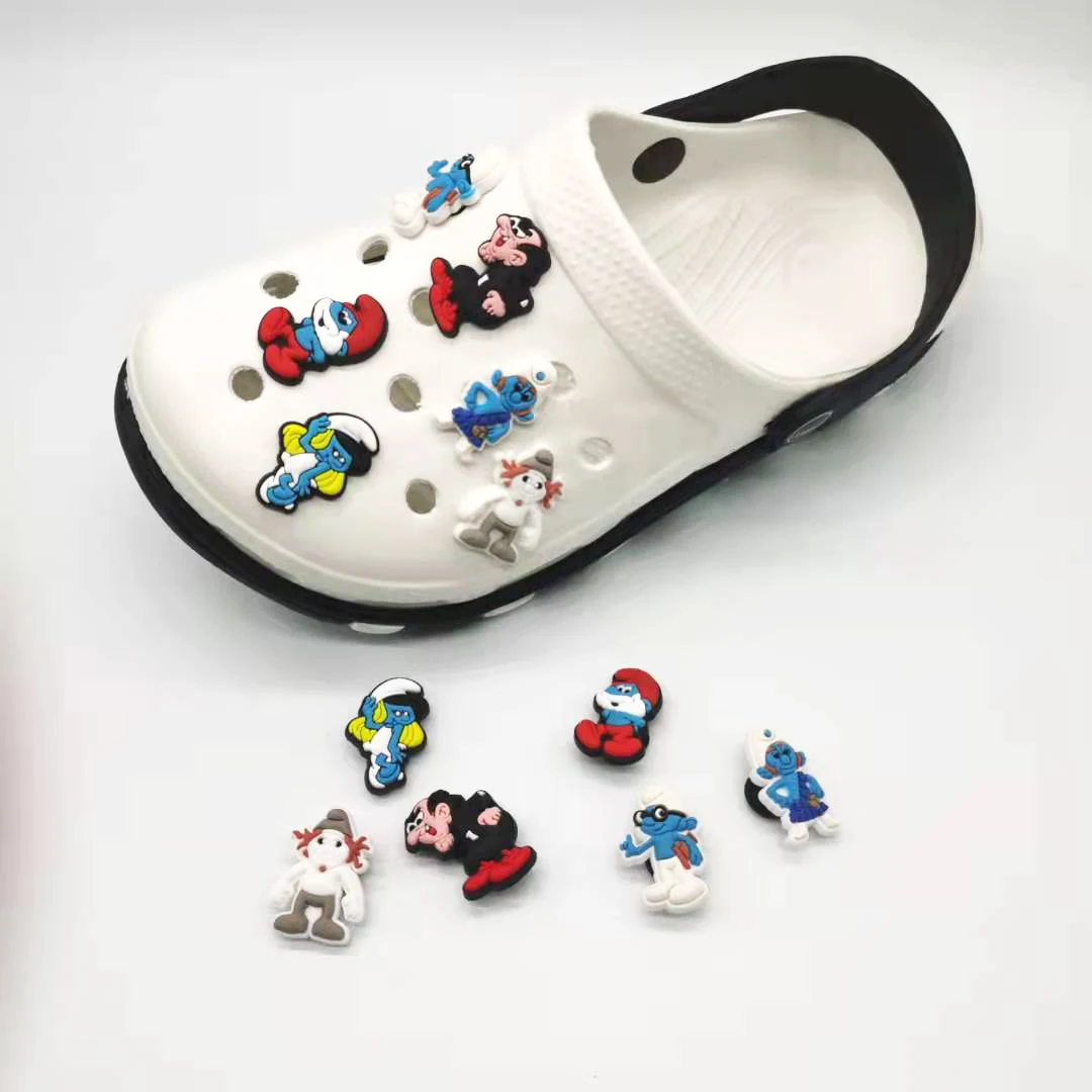 

Wholesale environmental friendly blue spirit cartoon cute designer charm soft PVC croc lookalikes