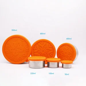 Image of Ready to Ship mini size 50ml dipping souce silicone container stainless steel material lunchbox silicone lid leak proof