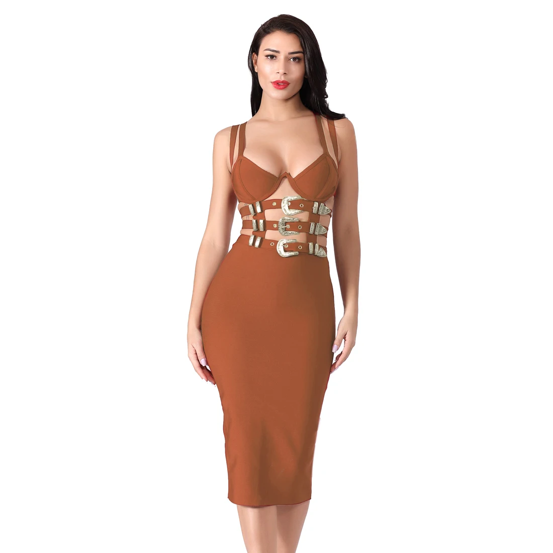 Wholesale woman party night club sexy strap buckle  bandage bodycon dress