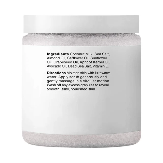 
Manufacture Organic Dead Sea Salt skin care Anti Cellulite Shrink Pores Exfoliating Whitening Hydrating Coconut Milk Body scrub 