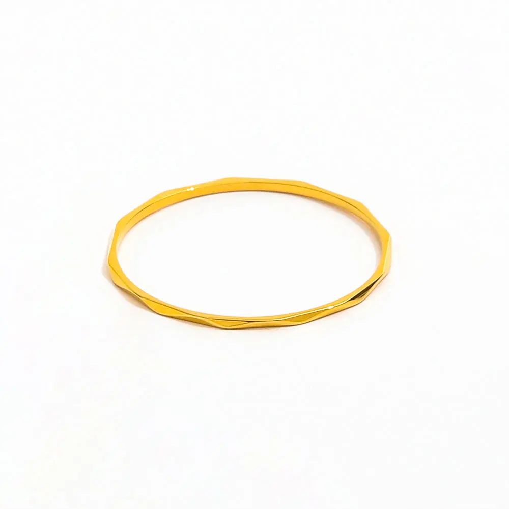 Joolim Jewelry 18K Gold Plated Stainless Steel Super Fine Line Rhombus Fresh-cut Dainty Rings for Women