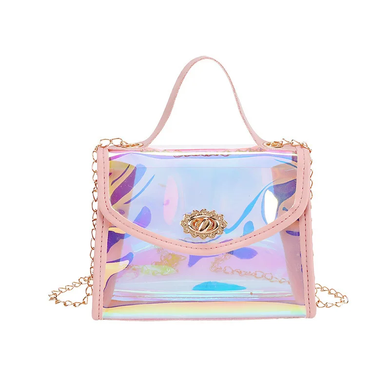 

Wholesale Fashion Laser Transparent PU Small Handbag Ladies Bling PVC Jelly Bag