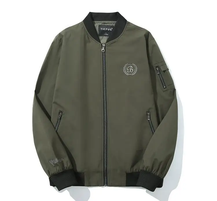 

2021 embroidered jacket with mens cuffs monogram collar trench coat zip-up pocket-size mens baseball uniform