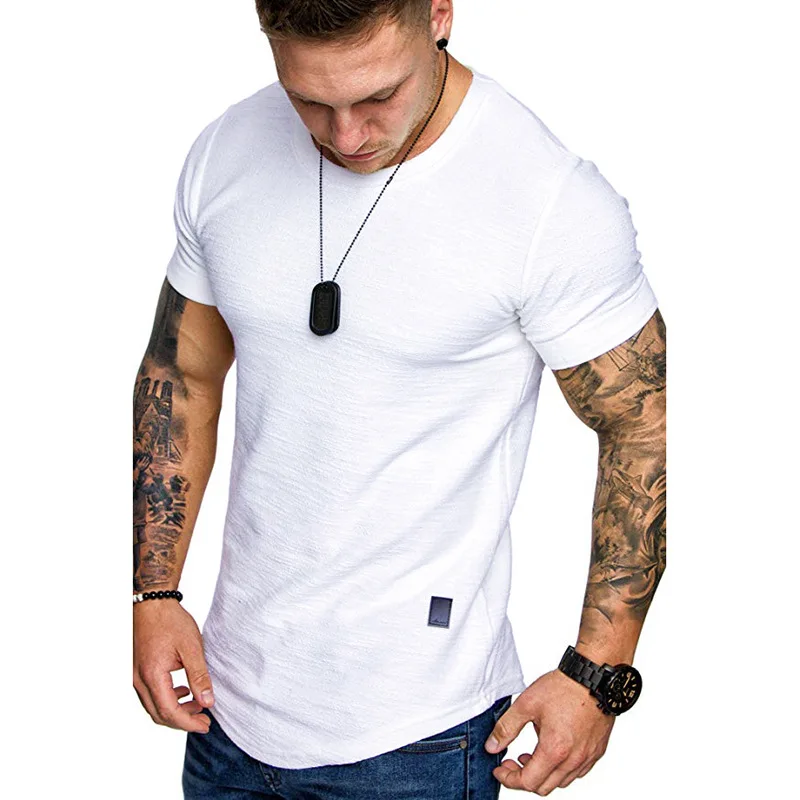 

Logo Customization Mens Muscle Slim Fit Organic Cotton Blank Gym T Shirt