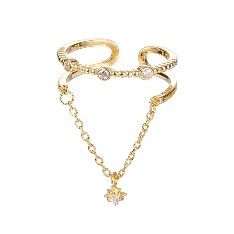 

TMK005 18K Gold Jewelry Rings Double Layer 925 Sterling Silver Star Rings