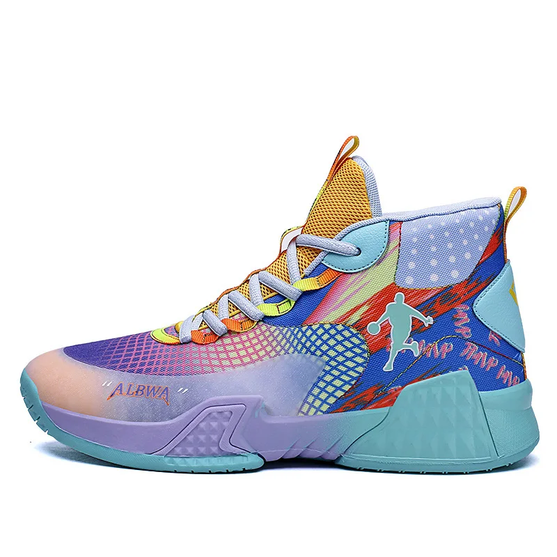 

Breathable Men Sports Basketball Shoes Fly knit Shock Absorption High Top Basketball Shoes, Custom colors