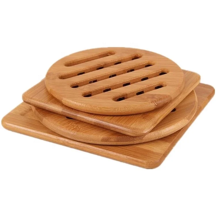 

Natural Bamboo Trivet Mat Set Heat Resistant Pads for Hot Dishes/Pot/Bowl/Teapot/Hot Pot Holders
