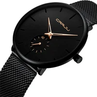 

CRRJU 2150 hot sell luxury simple mens watch original new fashion Mesh band Waterproof 2 dials Minimalist in stock wrist Watch