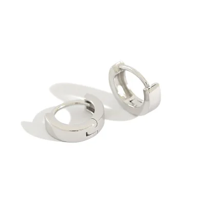 

925 Sterling Silver Jewelry Simple Geometric Round Circle Earrings, As picture
