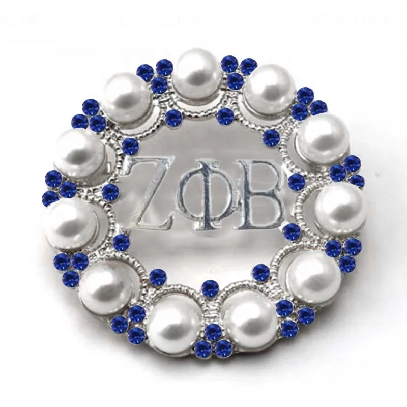 

Topvesko Newest Custom Sorority circle pearl brooches Zeta Phi Beta Pin, Picture