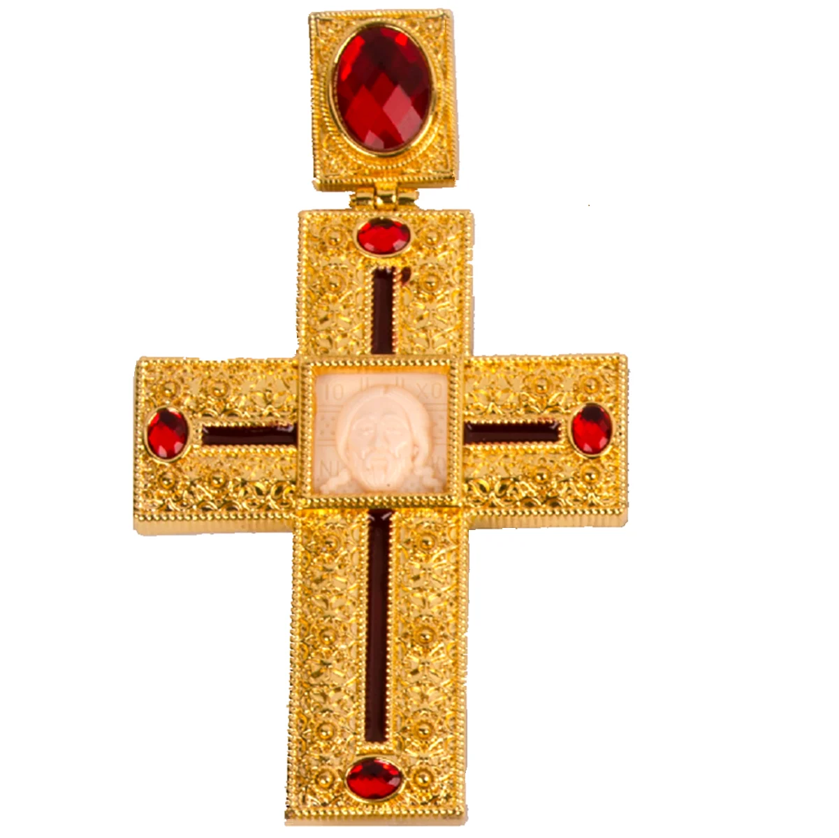 

Classic Model of Gold Plated Orthodox big Pectoral Cross with Jesus Icon Alloy Necklace for Bishop Priest, Gold plating