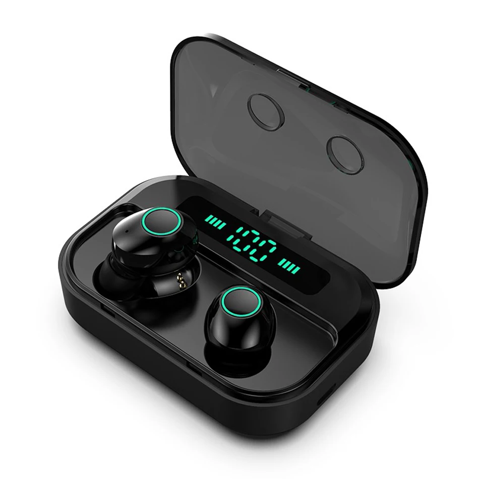 

Wireless Blue tooth earbuds 5.0 Sports Stereo headphones M7 tws Wireless Charging In-Ear earphone with LCD Display, Black, white