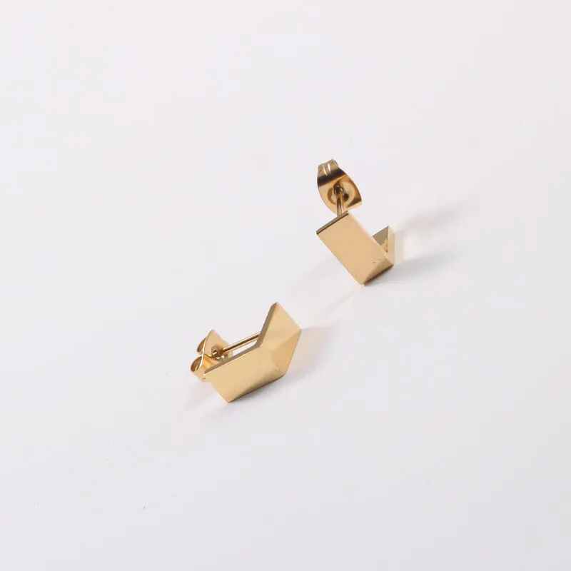 JOOLIM  Jewelry Trendy Earring 18K Gold Plated Mini Band L Hoop Earrings Stainless Steel Earrings Wholesale