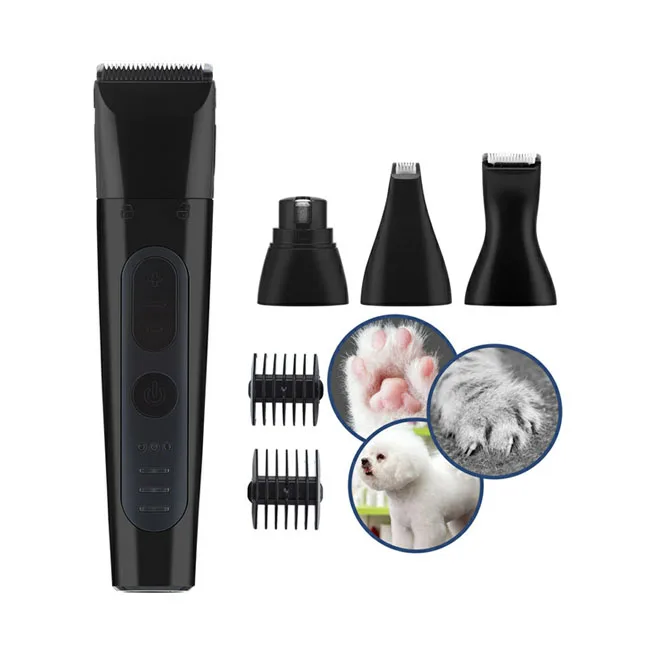 

Pet Nail Grinder 4 In 1 Quiet Grinding Dog Nail File Hair Trimmer Shaving Blades Cat Dog Grooming Kit, Black