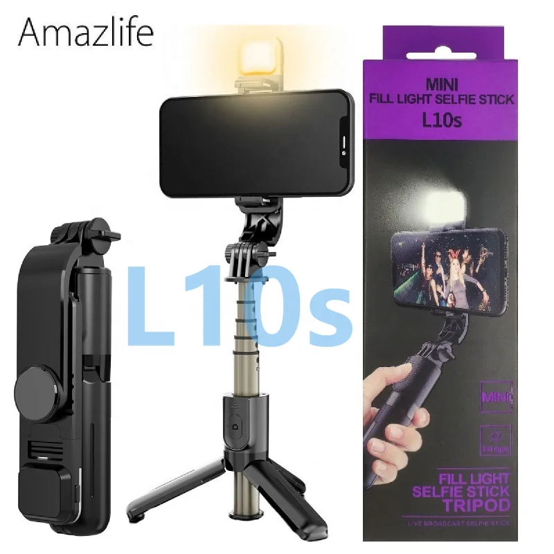 

Amazlife L10s Extended Tripod Stand Monopod Selfie Stick with Beauty Fill Light for iPhone Android Phones