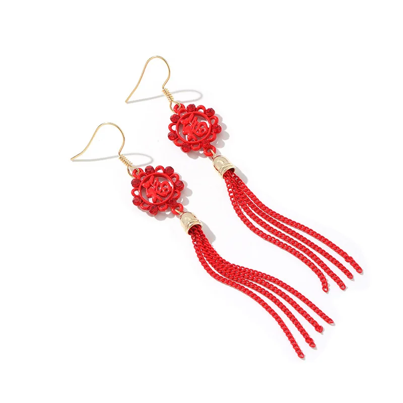 

Original National Wind Restoring Ancient Ways Earrings Long Chinese Fans Eardrop Accessories Classical Cheongsam Earrings, As picture
