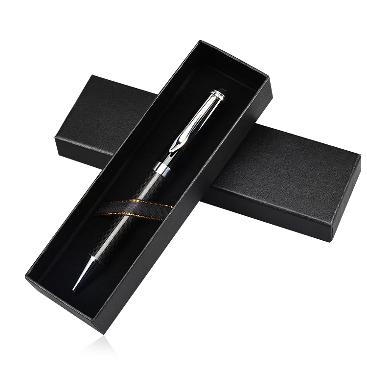 
High Quality Professional Business gift office black metal ballpoint carbon fiber pen customized logo 