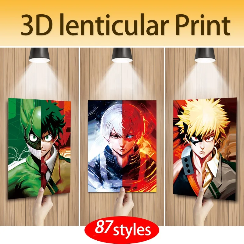 

87 Designs 3D Lenticular Flip Picture Anime Jujutsu Kaisen my hero academia 3D Lenticular Poster Movie Poster Wall Art, Multiple colours