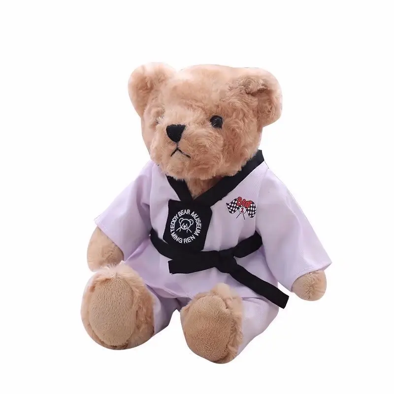 

High Quality 30cm 40cm cute soft dressed taekwondo bear with t-shirt for gifts Customize Logo