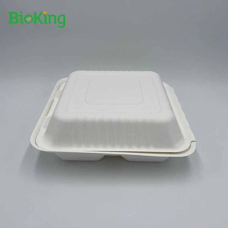 

Brand new Degradable disposable plastic cornstarch clam shell lunch food box, Bleached;natural