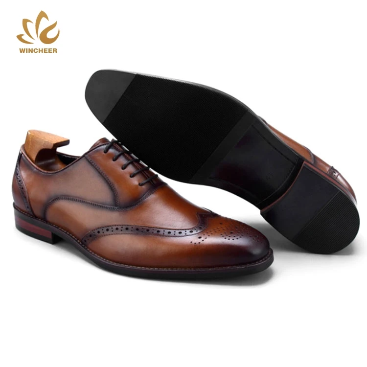 

Leather men hand sewing derby plus size shoe lace up breathable office for man