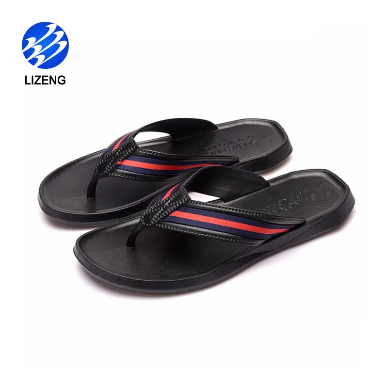 

PU Band Summer Beach Slippers Mens Flip Flop Sandals, Green+black / blue+black